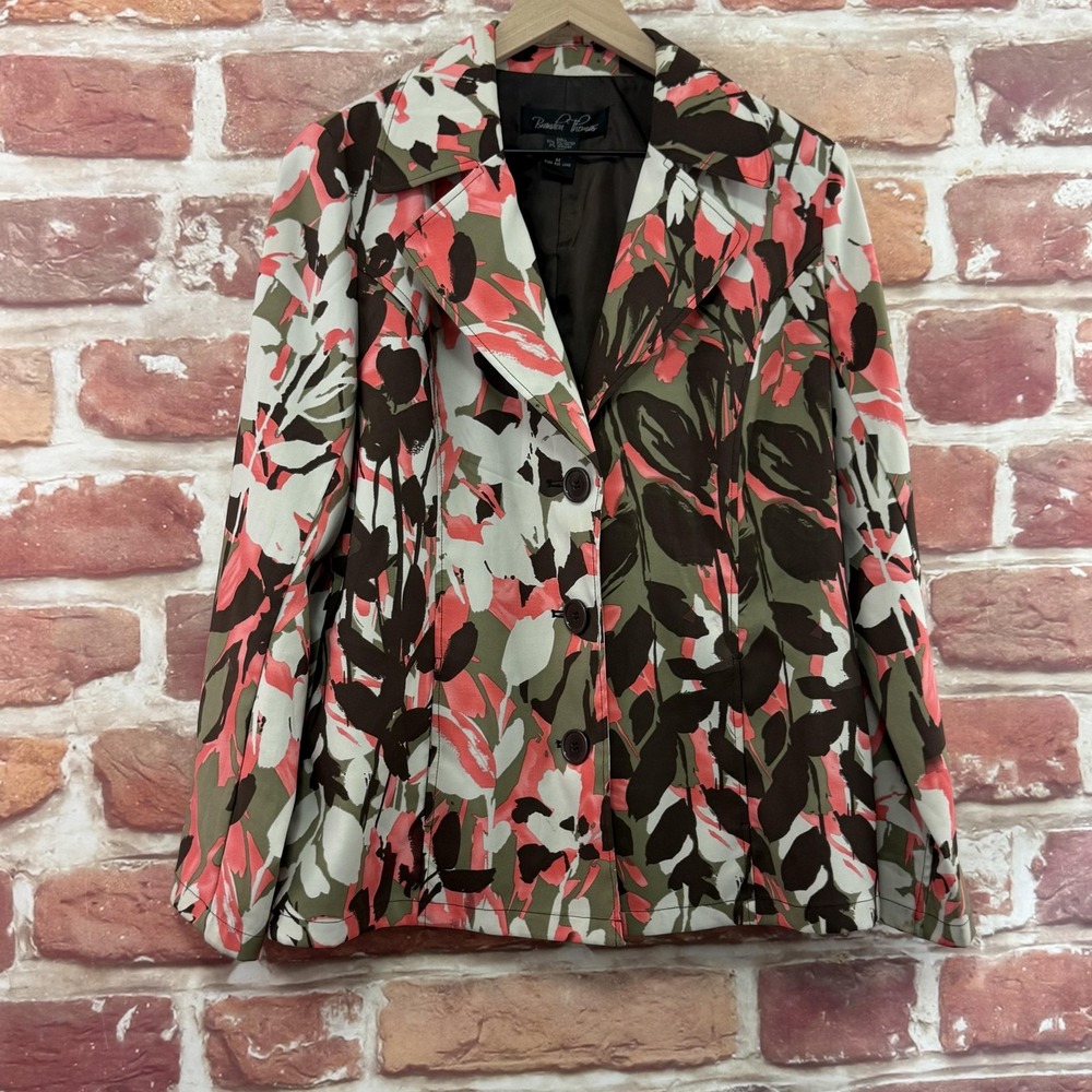 Brandon Thomas Blazer Women's M Multicolor Shadow Floral Abstract Career Jacket